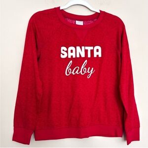 Red ‘Santa Baby' Women's Pajama Top with Matching Eye Cover